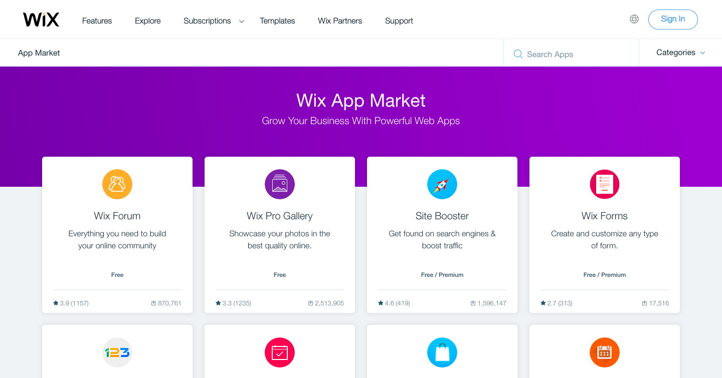 Приложение Wix. Wix фото. App Market. Wix Templates.